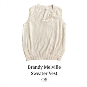 Brandy Melville Cream V-Neck Sweater Vest OS
